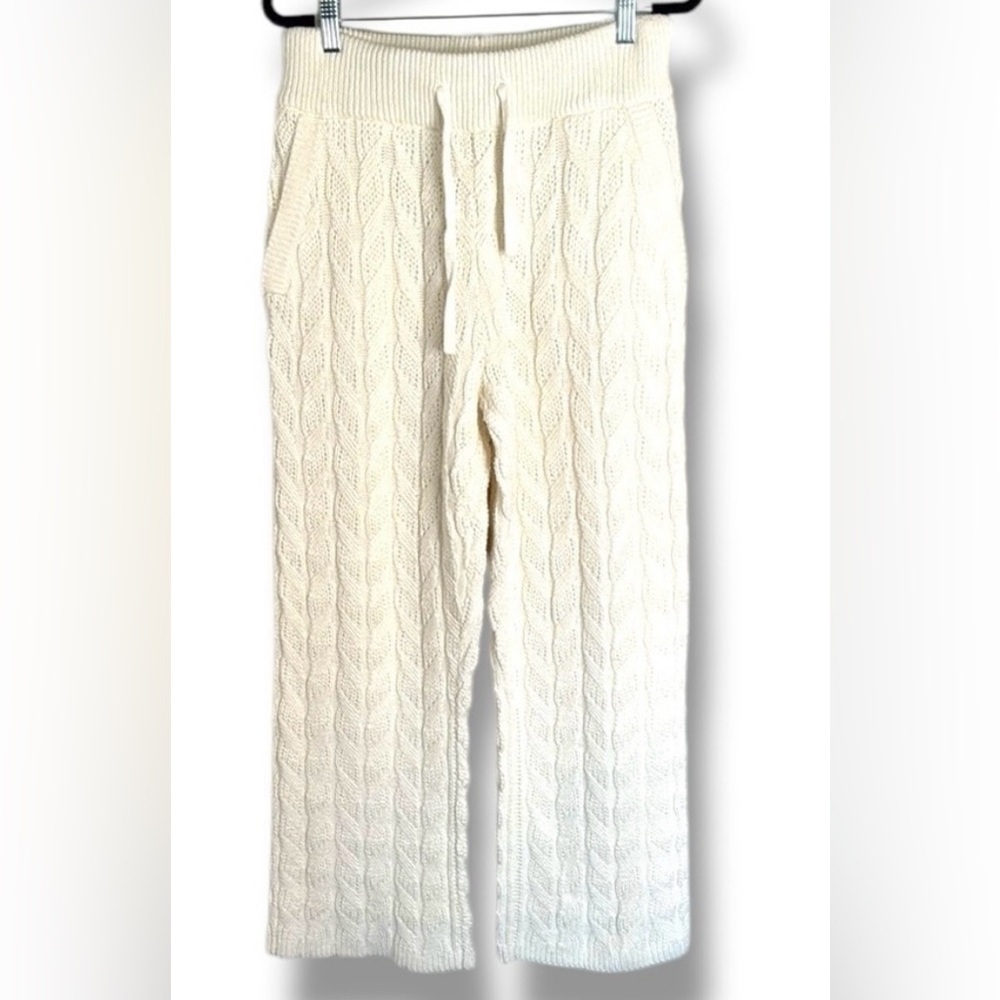 Gorgeous Eberjey Cozy Cable Knit Lounge Pants - Cream w/Pockets and Drawstring - Picture 5 of 16
